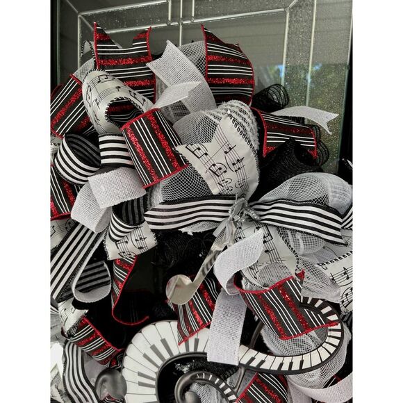 Elegant  Music Deco Mesh Wreath - Picture 2 of 6